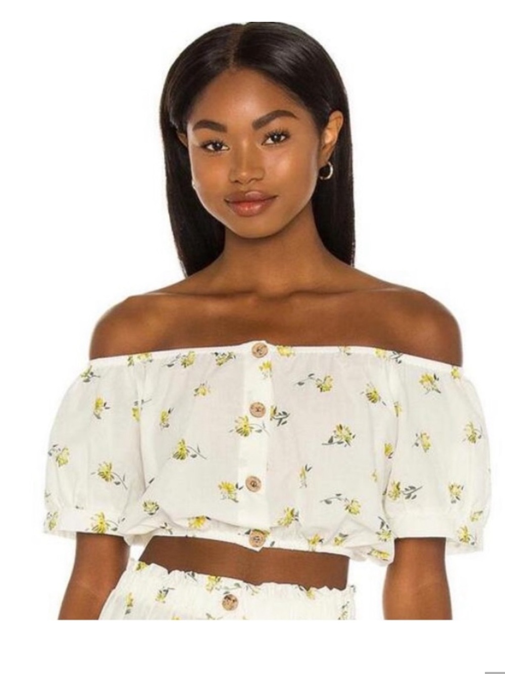 Eberjey Nostalgia Garden Harper Floral Print Cropped Top in Cloud size M